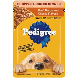 CHOPPED GROUND DINNER Adult Wet Dog Food Pouch, Beef, Bacon and Cheese image
