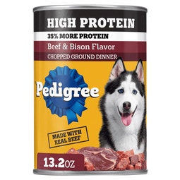 High Protein Chopped Ground Dinner Wet Dog Food Can, Beef & Bison image