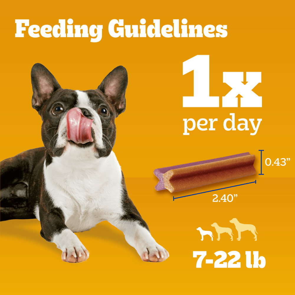 DENTASTIX Toy & Small Dog Dental Treats, Dual Flavor feeding guidelines image