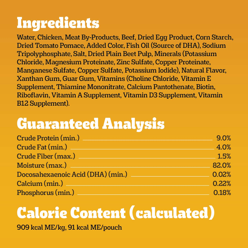Puppy Wet Dog Food Pouch, Beef guaranteed analysis image