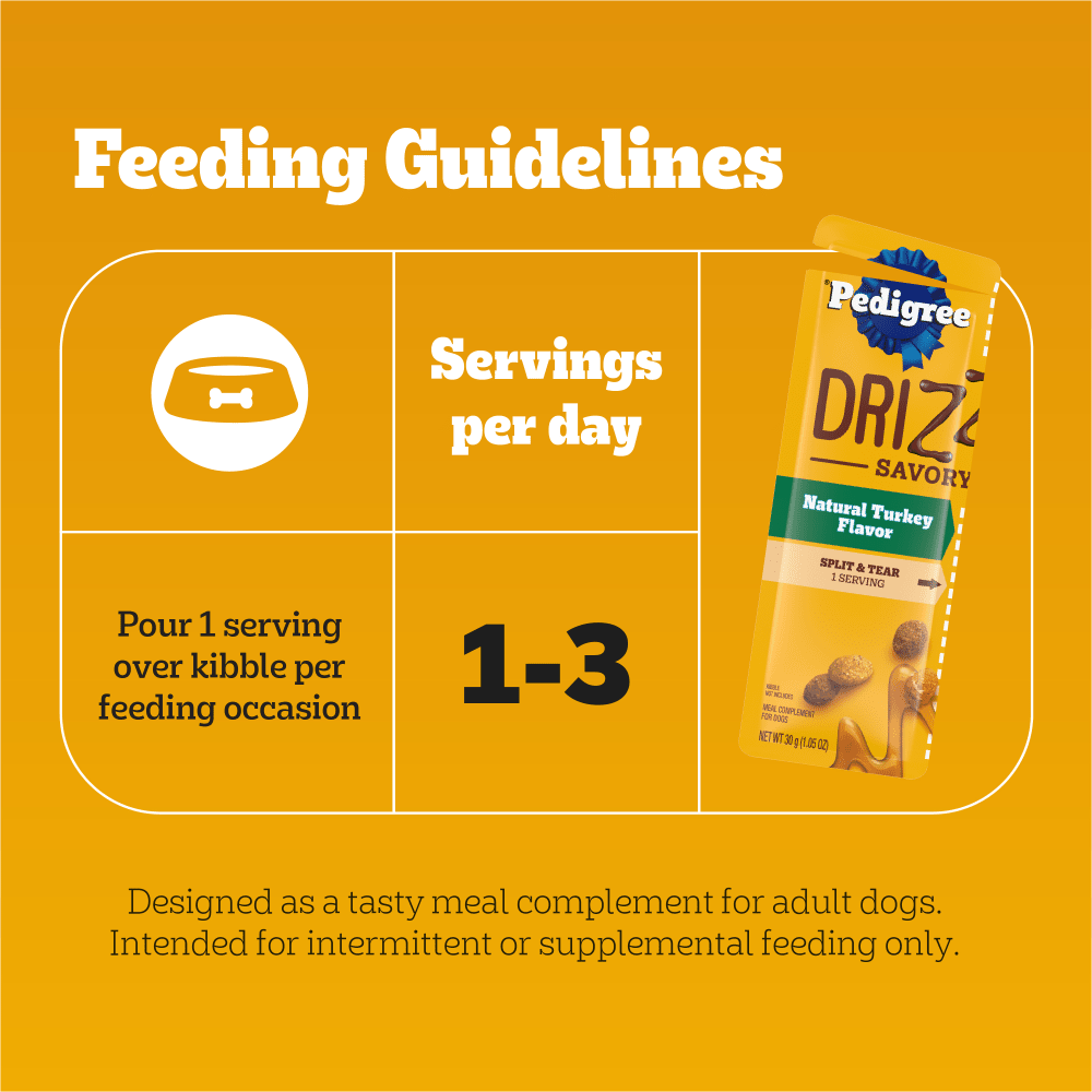 DRIZZLERS Wet Dog Savory Sauce, Natural Turkey feeding guidelines image