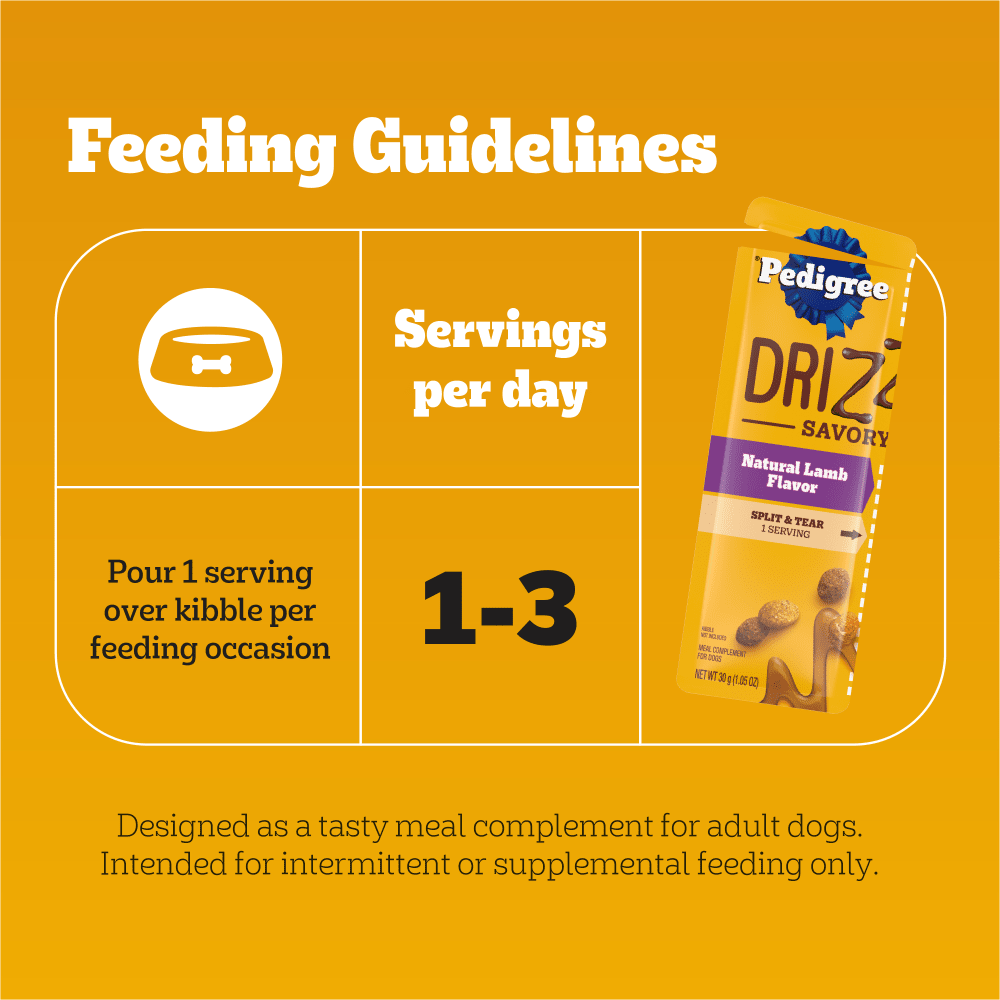 DRIZZLERS Wet Dog Savory Sauce, Natural Lamb feeding guidelines image