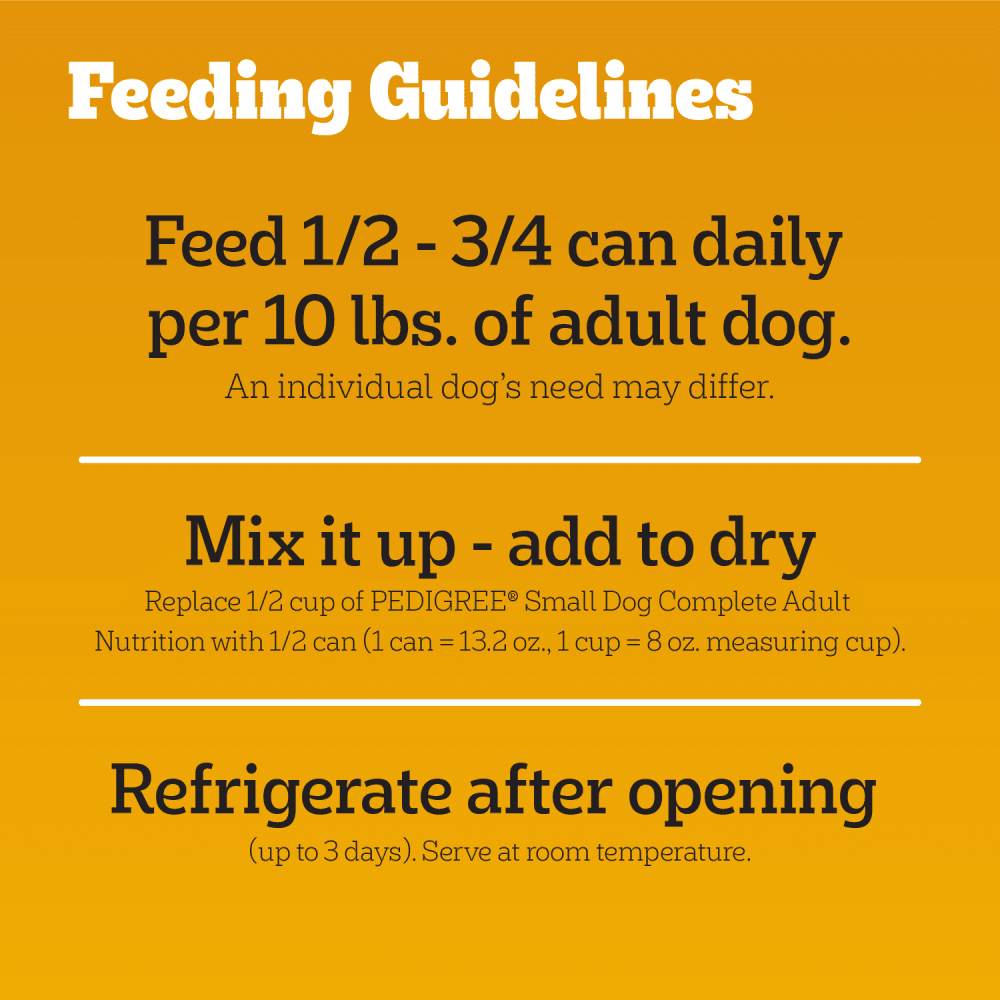 Small Dog Wet Food with TENDER BITES, Chicken & Vegetable feeding guidelines image