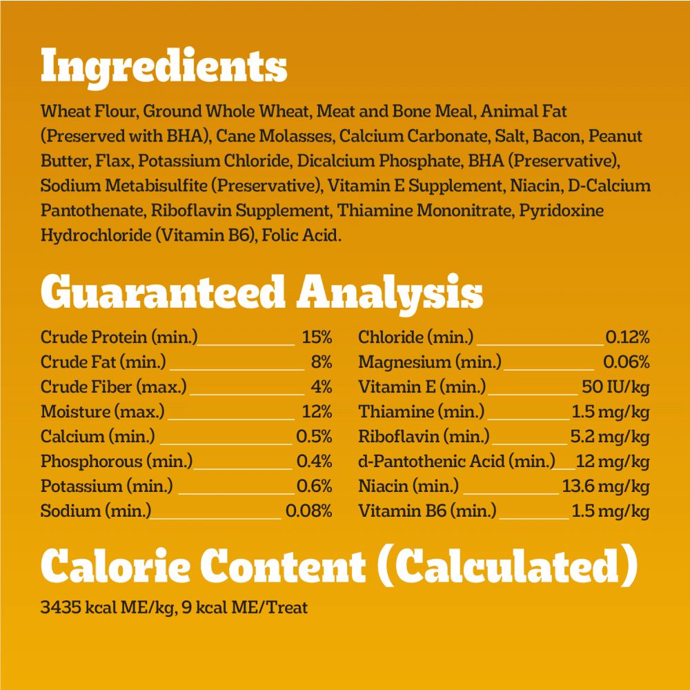 TASTY BISCUITS Mini Dog Treats, Peanut Butter & Bacon guaranteed analysis image