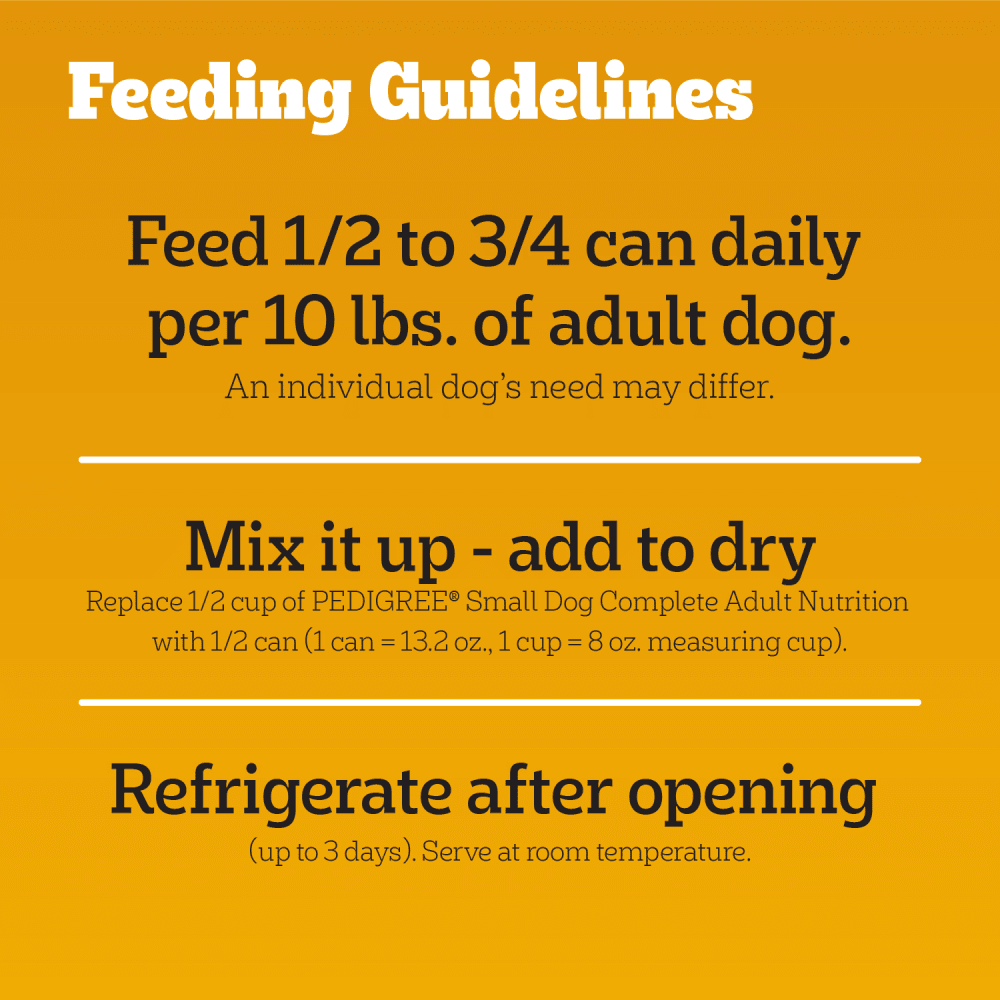 Small Dog Wet Food with TENDER BITES, Steak & Vegetable feeding guidelines image